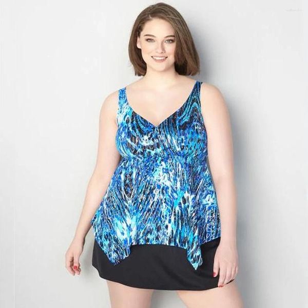 Damenbadebekleidung 2024 Damen Dreiteiliger Badeanzug Plus Larges Große Größe Plussize Push Up Print Beachwear Schwimmen Badeanzüge