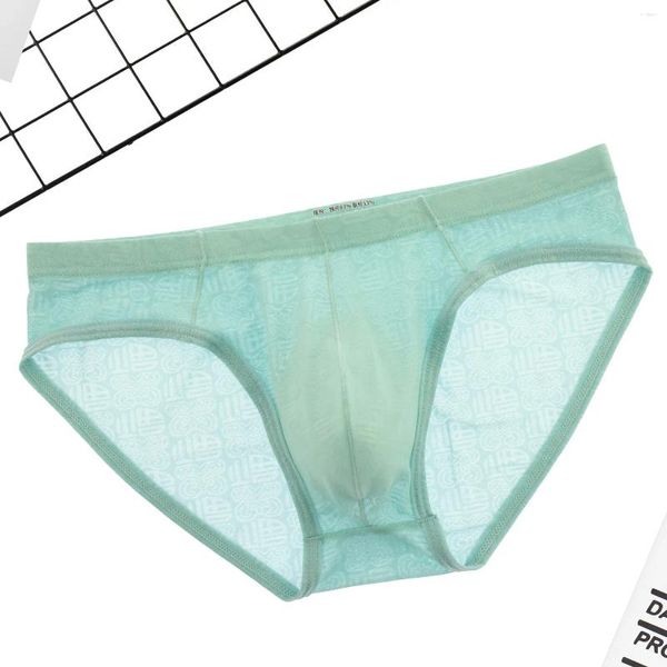 Unterhosen 3D U Convex Pouch Briefs Für Männer Sexy Eis Seide Dünne Jacquard Transparent Trunk Jugend Atmungsaktive Unterwäsche Homosexuell Bulge höschen