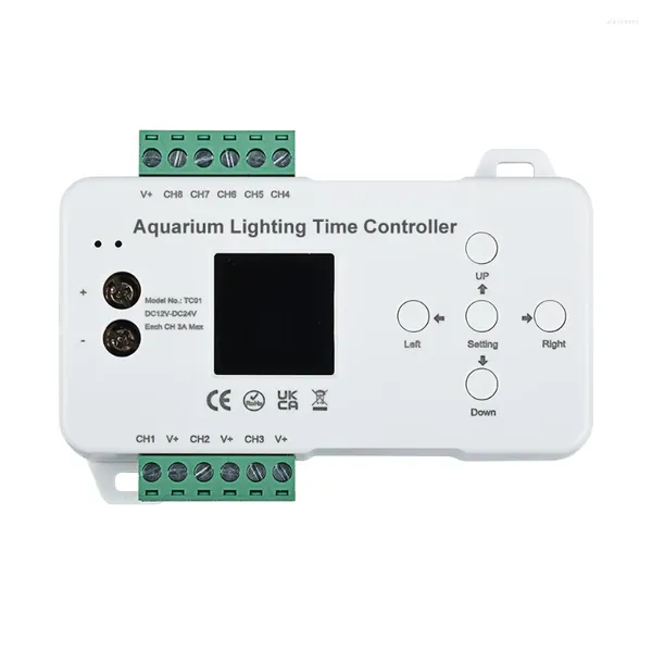 Controladores TC01 Aquarium Lighting Time Controller DC 12V 24V 8CH PC Programável Fish Tank LED Strip Controler Melhor que TC420 TC421