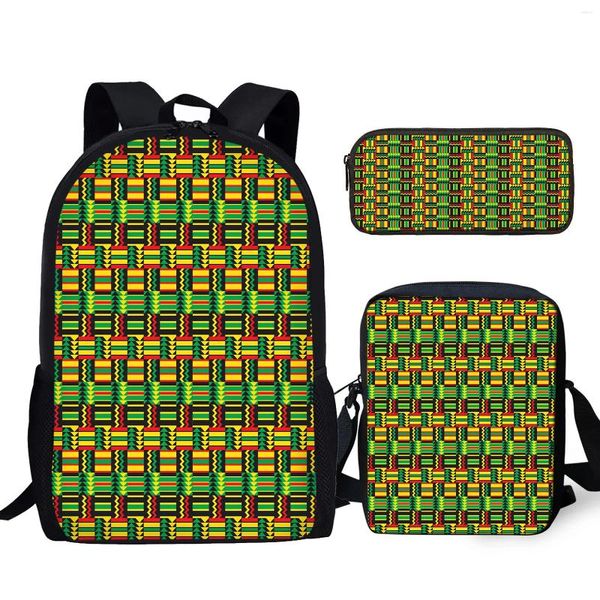 Рюкзак YIKELUO, зеленый этнический дизайн с застежкой-молнией, прочная молодежная сумка-мессенджер, повседневный дорожный пенал