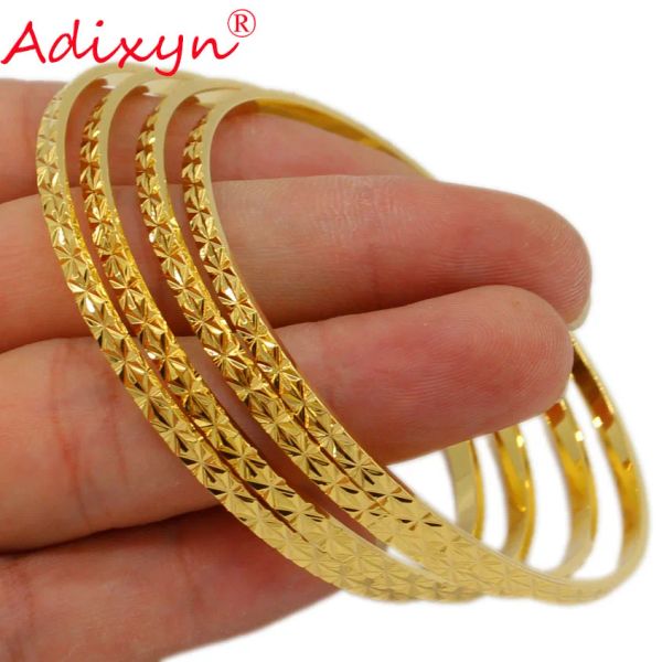 Браслеты Adixyn, 4 шт./лот, тонкий браслет для женщин и девочек, медные браслеты золотого цвета, Дубай, Африканская Индия, подарки на день рождения N071040