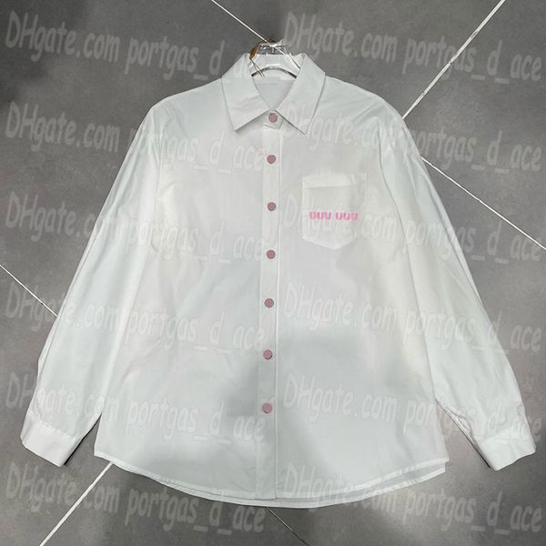 Camicia da donna bianca con lettera Camicetta Top a maniche lunghe Camicie casual eleganti Camicette di design di lusso Top