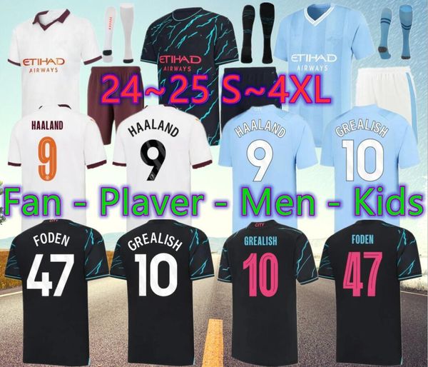 2023/2024 HAAND MANS Cities Soccer Jersey 2024 Cinese Capodanno Dragon Kovacic Grealish de Bruyne J. Alvarez Bernardo Mens Foden Rodrigo Doku Kit per bambini