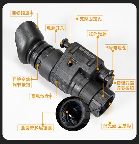 Am Kopf montiertes hochauflösendes digitales Nachtsichtgerät, Einzelrohr-Infrarot-Nachtsichtgerät. Digitales Nachtsichtgerät PVS-14, Einzelteleskop