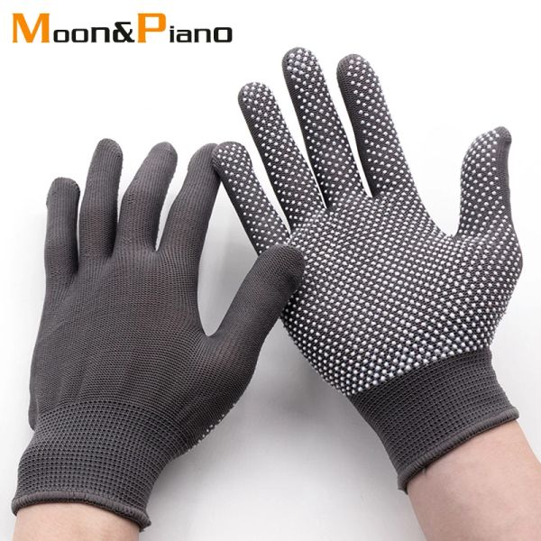 Guanti 12 paia guanti da lavoro antiscivolo in nylon traspirante protettivi di sicurezza con rivestimento sul palmo a punti guanti da lavoro per protezione delle mani da uomo