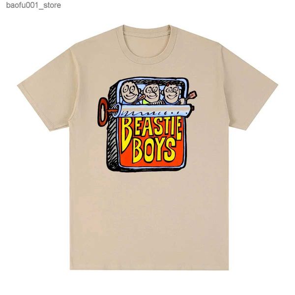 Homens camisetas Beastie Boys Hip Hop Música Vintage T-shirt de Algodão Homens Camiseta Nova Tee Camiseta Womens Tops Q240220