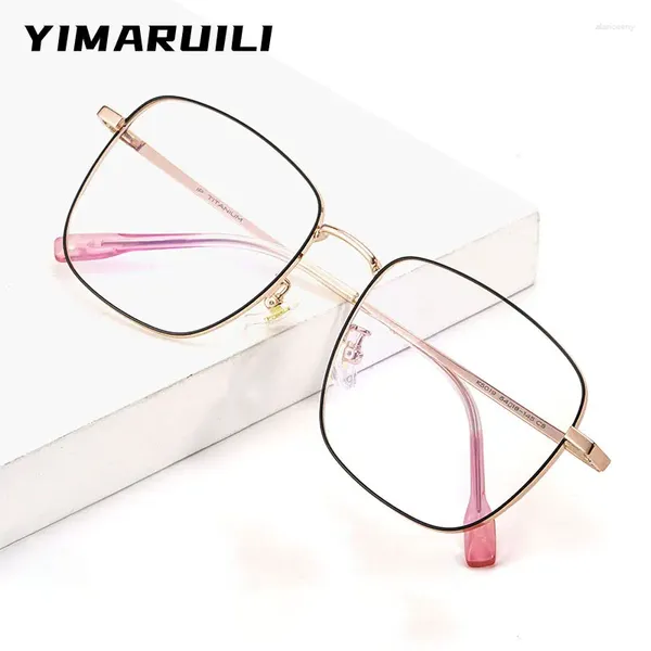 Socche da sole cornici Yimaruili 02-K5019 vetri grandi quadrati maschili Ultra luce pura titanio decorativo decorativo prescrizione di occhiali telaio
