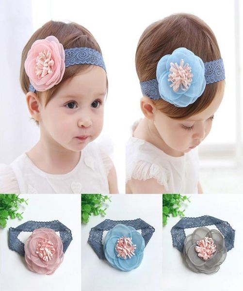 Grandes flores do bebê meninas bonito laço flor bandana crianças infantil headwear acessórios para o cabelo 6084061