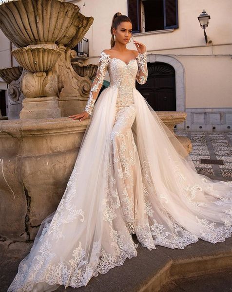 Luxus Meerjungfrau Hochzeitskleid 2024 Elegante Vintage Spitze Hochzeit Braut Kleider Arabisch Dubai Vestido De Noiva Spitze Applikationen Sexy Brautkleid Afrikanische Luxus Braut tragen