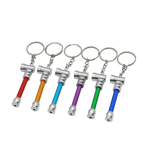 Neuer Metallpfeifen-Schlüsselanhänger aus Aluminiumlegierung, hochwertige Mini-Rauchpfeife, tragbar, einzigartiges Design, leicht zu tragen und zu reinigen, mit Schlüsselanhänger. Heißer Verkauf