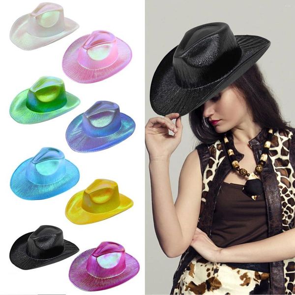 Berretti Moda Cappello da cowboy di Halloween Cappellini da festa occidentali vintage Scintillanti blingbling Skullies Festival elegante Turbante Gorras Para Mujeres