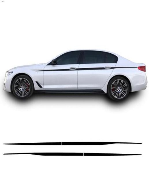 2 pezzi M Performance Side Stripe Decal Adesivo Linea di cintura Decalcomanie laterali per porta per BMW G30 G31 Serie 5 BlackSilvergrey5D Carbon3649624