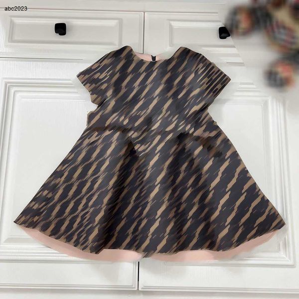 Kahverengi pamuklu elbiseler bow tie üst düzey kızlar elbiseler yaz prenses elbise çocuklar tasarımcı kıyafetleri marka moda mektubu baskı bebek etekleri