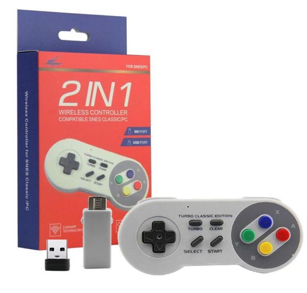 Gamecontroller Joysticks Wiederaufladbarer 2-in-1-24-GHz-Wireless-SNES-Classic-Mini-Turbo-Controller PC7572342