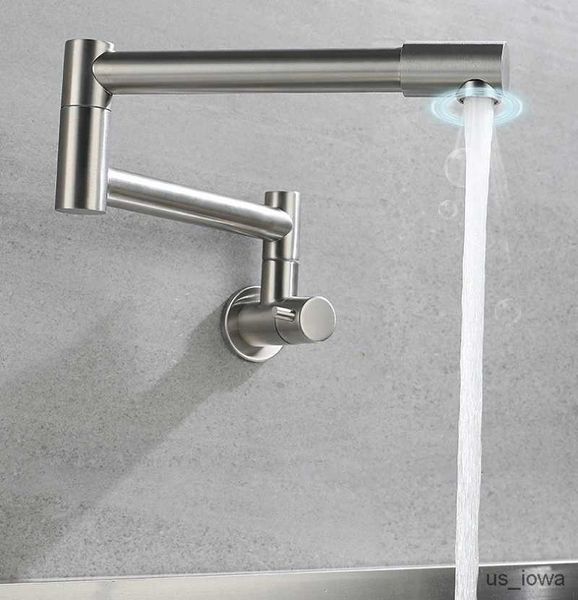 Rubinetti per lavandino del bagno Rubinetto di riempimento per vasi Montaggio a parete Rubinetto per lavandino della cucina Pieghevole Estensibile con bracci oscillanti a doppio snodo Maniglia singola Solo acqua fredda