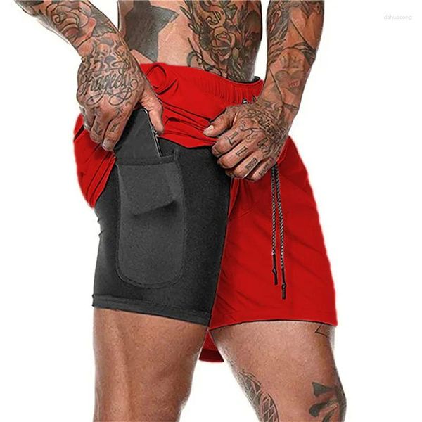 Laufshorts für Herren, 2-in-1, für Herren, Sicherheit, Freizeit, schnell trocknend, für Sport, Jogging, Fitnessstudio, integrierte Hiden-Reißverschlusstasche, Sommer für Herren