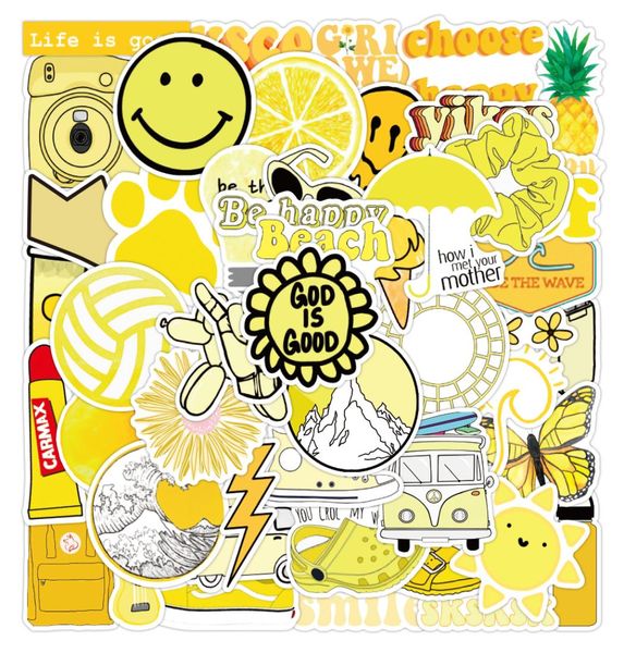 50PCS Lot VSCO Gelb Cartoon Aufkleber Pack Für Kinder Spielzeug Gepäck Diy Laptop Auto Aufkleber Notebook Telefon Fall Kühlschrank wasserdicht8734872