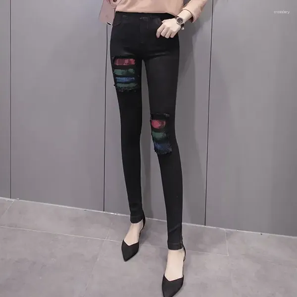Pantaloni jeans da donna per donna Skinny Slim Fit a vita alta S Pantaloni neri in Z A Abbigliamento più venduto aderente Baggy