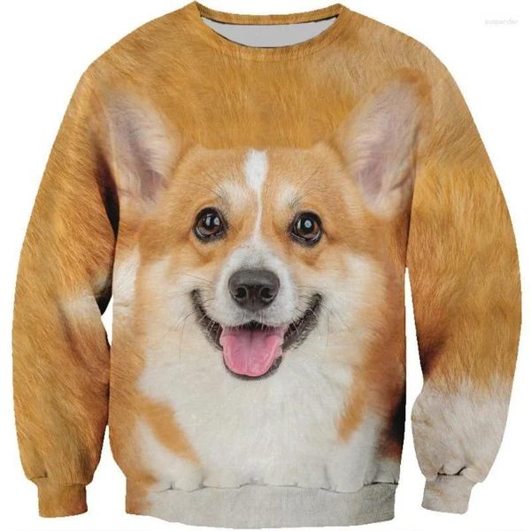 Felpe con cappuccio da uomo Felpa con stampa 3D per cani carini per uomo Animali domestici Modello Felpa con cappuccio a maniche lunghe Primavera Autunno Girocollo Pullover Abbigliamento per bambini