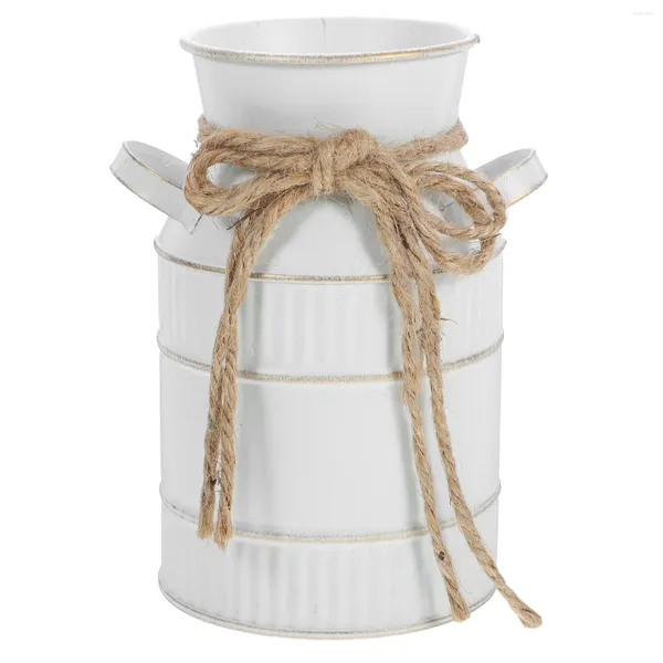 Вазы Ретро Ваза для бутылок с молоком Металлическая ваза для домашнего железного декора Цветочное водонепроницаемое ведро-контейнер