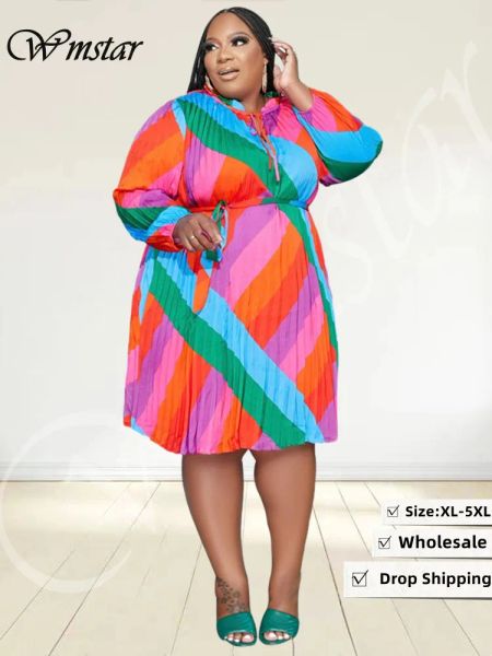 Kleider Wmstar Plus Size Kleider für Frauen Langarm gedruckt losen Verband Afrika Maxi Kleid Neue Herbstkleidung Großhandel Dropshipping