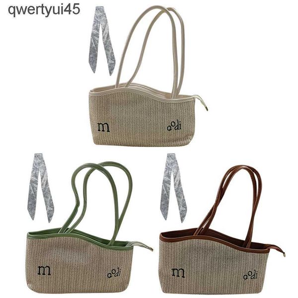 Bolsas de ombro femininas palha tecido sacola fasion irregular sael saco casual verão beac bagh24220