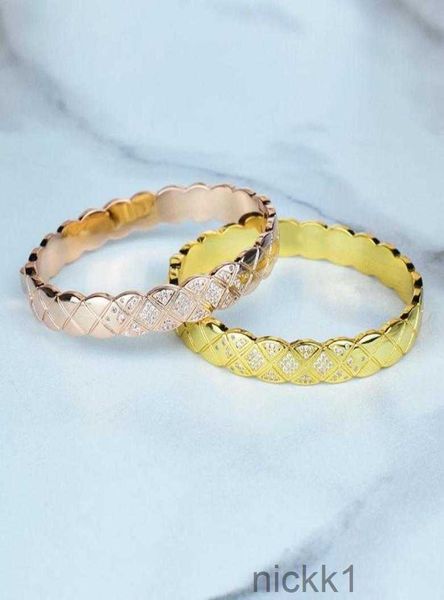 Bangle Marca Ouro Jóias de Luxo para Mulheres Homens Crush Pulseira Banquete de Casamento Diamante Engajamento Geometric2194016 7FAR