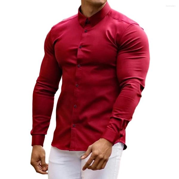 Camisas masculinas Camisa Mens Camisa Diária Escritório Marca Botão Tops Confortável Macio Manga Longa Regular Fit