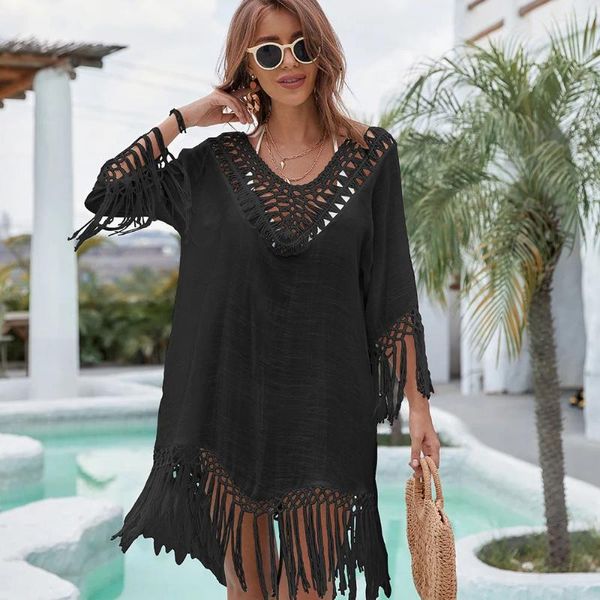 Mulheres Swimwear Biquíni Mulheres Lace Sheer Beach Dress Cover-Ups Casual Solto Cardigan Kimono Verão