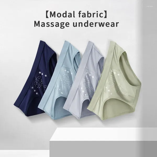 Underpants Graphene Modal Underwear Men Mid Cintura Briefs Grânulo Massagem Calças Elásticas Grandes