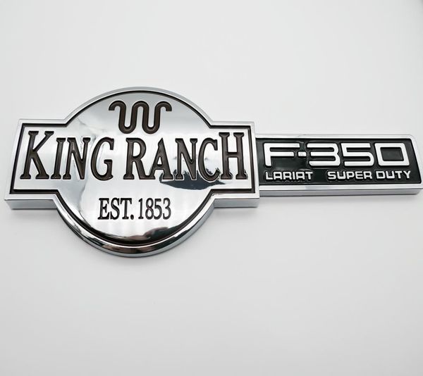 Chrom Silber für FORD F350 Super Duty KING RANCH EST1853 Auto Seitenaufkleber Tür Heckklappe Emblem Abzeichen Buchstabe 3D Typenschild Replac4072598