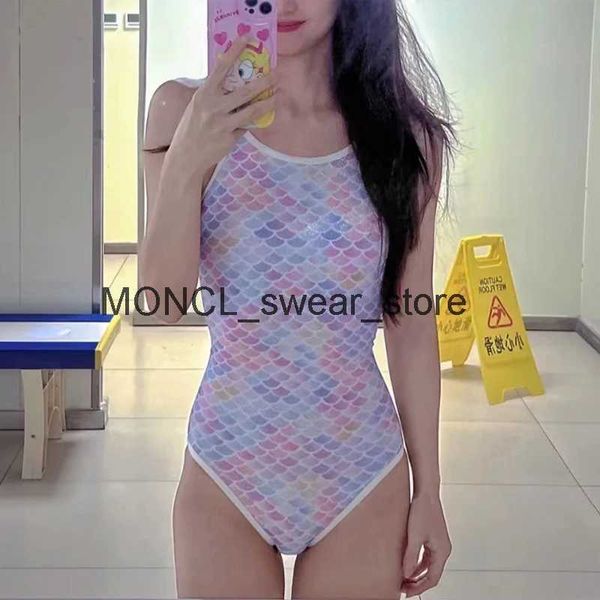 Mulheres de banho mulheres 2023 novo sem alças push up um pedaço maiô mulher sereia impressão esporte monokini bodysuit maiô aberto backh2422088