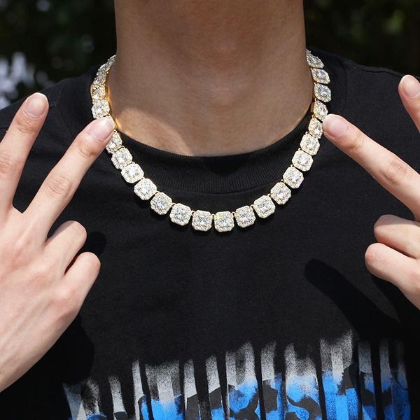 Europeu e americano popular hip-hop clavícula corrente 12mm cheio de diamante rock açúcar colar ins masculino e feminino