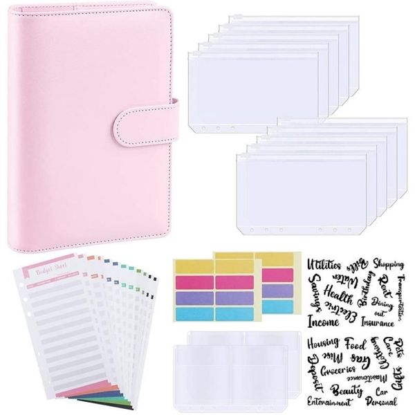 Raccoglitore economico per confezioni regalo A6 Raccoglitore per notebook in pelle PU Organizzatore ricaricabile 6 raccoglitore ad anelli Etichette adesive con lettere di copertina192g