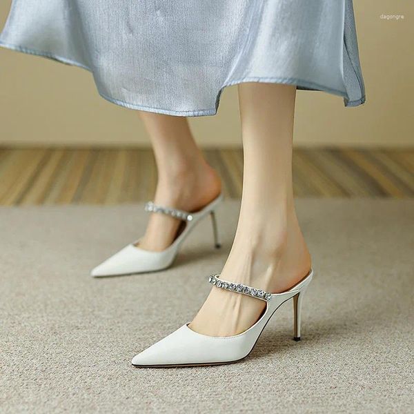 Sandali 2024 scarpe da alto tacco da donna a metà pantofole puntate sottili acqua diamante baotou