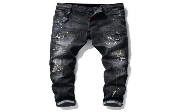 Männer Slim Fit Big Size Jeans Men039s Paint Hole Style Destroyed Skinny Straight Leg Washed Luxus Casual Regular Denim Hosen Tro3814889