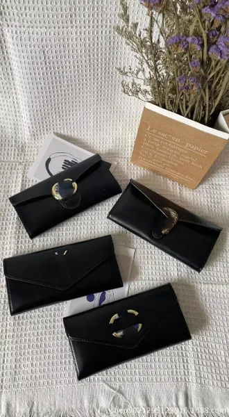 Carteira casual de couro pu multifuncional anti-roubo com zíper único puxar novas carteiras triplas caixa de presente
