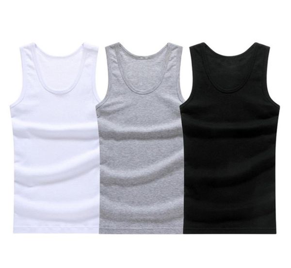 3 pçslot algodão roupa interior dos homens sem mangas tanque superior sólido colete muscular undershirts oneck gymclothing tshirt men039s colete masculino 22281086