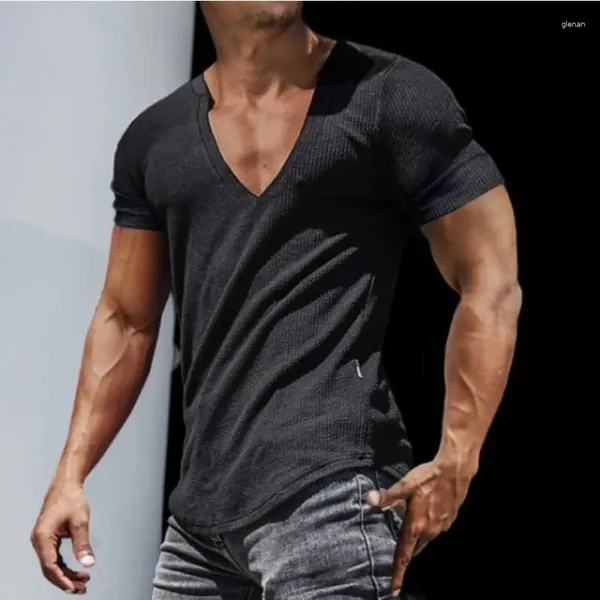 Camisetas masculinas verão com decote em v camisetas vendidas na Europa e América lazer moda atacado