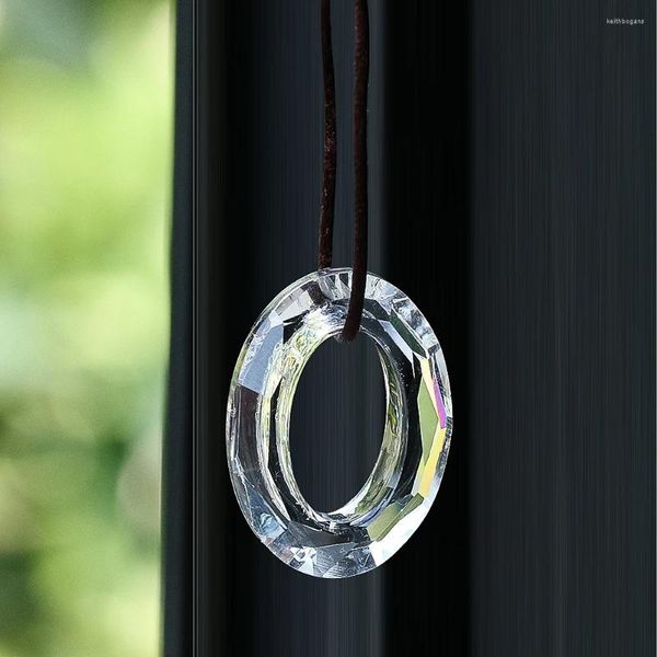 Kronleuchter Kristall 2PCS Transparent Oval Ring Prisma Suncatcher Hängen Ornament Teile DIY Hause Hochzeit Decor Zubehör