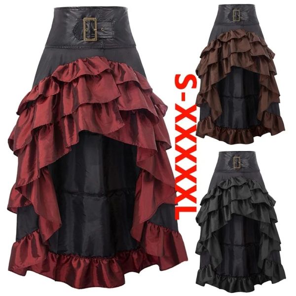 Kleider Frauen Mittelalterliche Cosplay Piratenröcke Rüschen Hohe Taille Korsett Kleider Viktorianischen Vintage Burlesque Swing Saloon Gril Kostüm 5xl