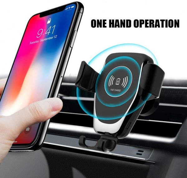 Gravidade automática qi sem fio carregador de carro montagem para iphone xs max xr x 8 10w suporte do telefone carregamento rápido para samsung s10 s91708182