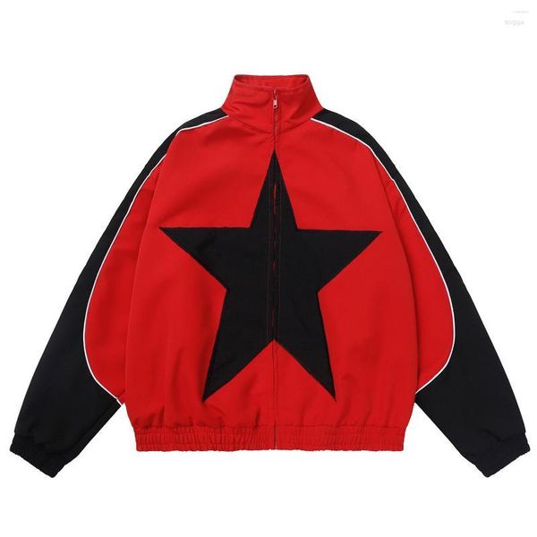 Jaquetas masculinas primavera varsity jaqueta homens vintage estrela padrão harajuku y2k blusão casaco streetwear zíper retalhos outerwear