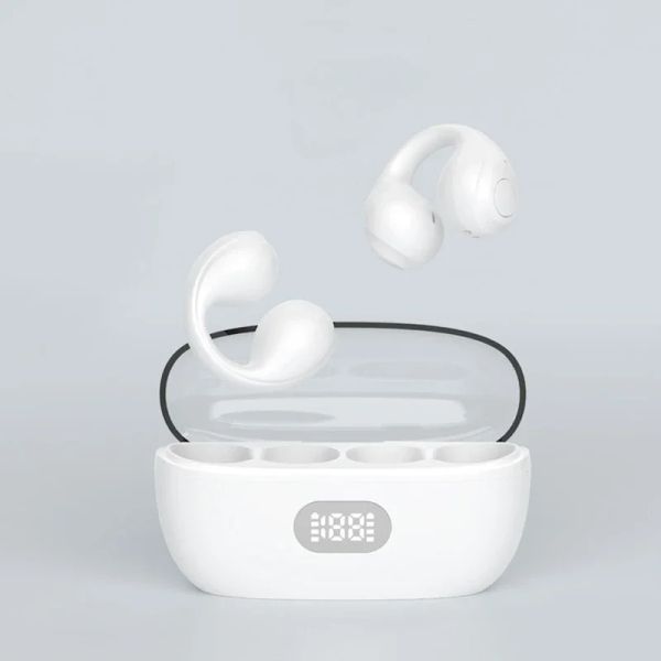 Nuovo display digitale per auricolare Bluetooth con clip per orecchio da magazzino trasparente, la riduzione del rumore non entra nell'auricolare sportivo per conduzione ossea dell'orecchio