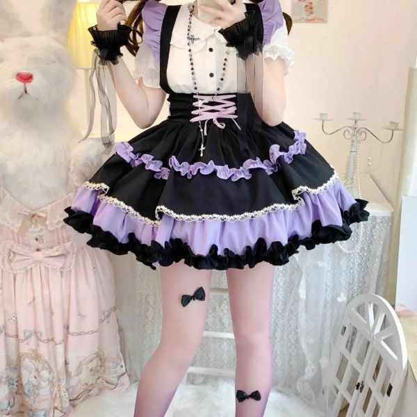 Kleider Coalfell Original Design Cute Dog Short SK Small Fly Sleeve Small Idol Lolita Back Dresses