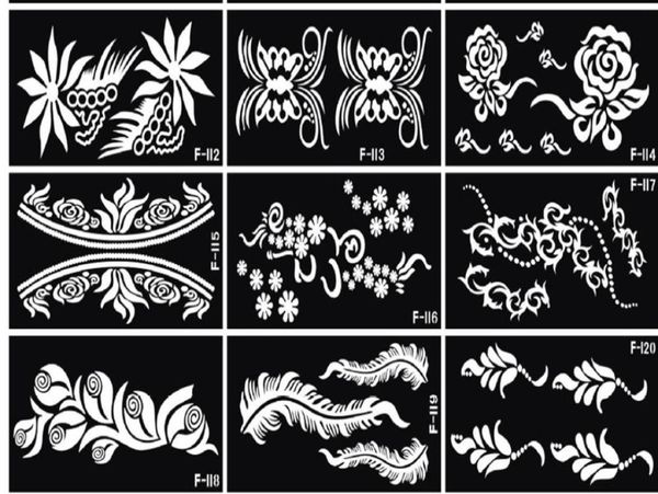 10 Stück Mehndi Indische Henna-Tattoo-Schablone, wiederverwendbare Tatoo-Vorlage, professionelle Tattoos für Handmalerei, Braut309Z8069966