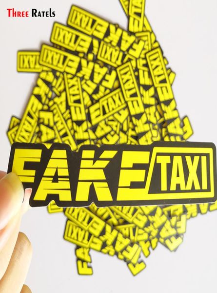 Three Ratels 50 Stück gelbes gefälschtes Taxi-Logo, PVC, wasserdicht, für Fenster, Laptop, Kofferraum, Auto, Motorrad, Auto, Aufkleber und Abziehbilder2471799