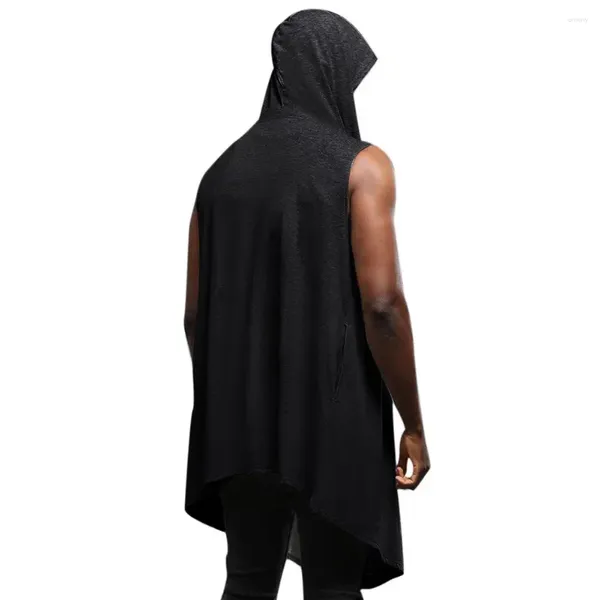 Männer Hoodies Männer Herbst Weste Ärmellose Mantel Strickjacke Offenen Stich Mit Kapuze Lange Jacke Mantel Bühne Kostüm Hiphop Cape