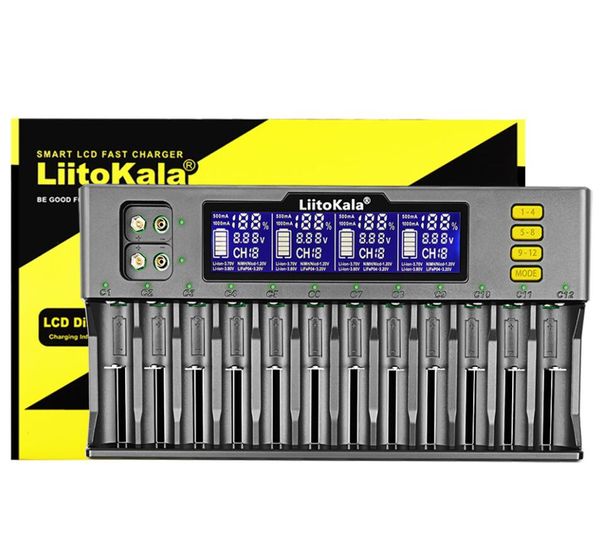 Liitokala Lii-S12 S8 S6 S4 18650 Carregador de Bateria recarregável 3.7V 9V 18650 26650 18350 16340 18500 14500 1.2V AA AAA LCD Carregador Inteligente