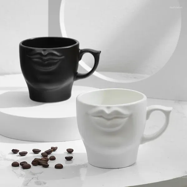 Tazze Simpatiche Creative Divertenti Bicchieri da tè in ceramica bianca nera opaca per caffè Coppia personalizzata Bicchieri da cucina Regalo unico per gli amici